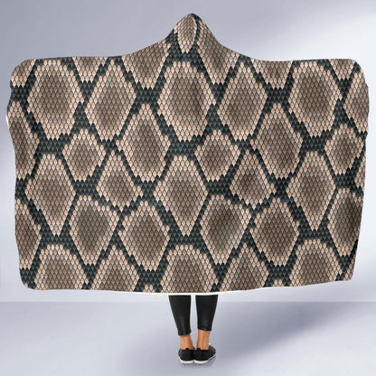 Snake Skin Design Print Hooded Blanket-JTAMIGO.COM