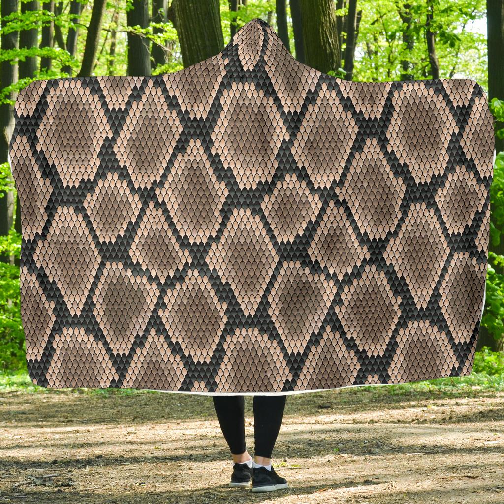 Snake Skin Design Print Hooded Blanket-JTAMIGO.COM