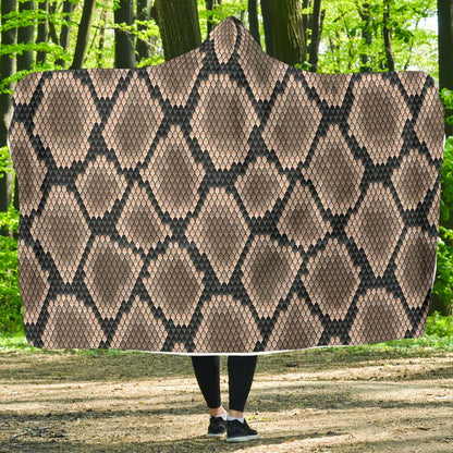 Snake Skin Design Print Hooded Blanket-JTAMIGO.COM