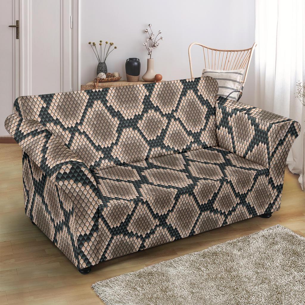 Snake Skin Design Print Loveseat Slipcover-JTAMIGO.COM