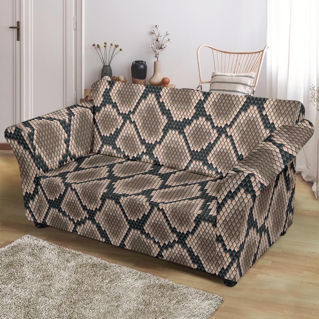 Snake Skin Design Print Loveseat Slipcover-JTAMIGO.COM