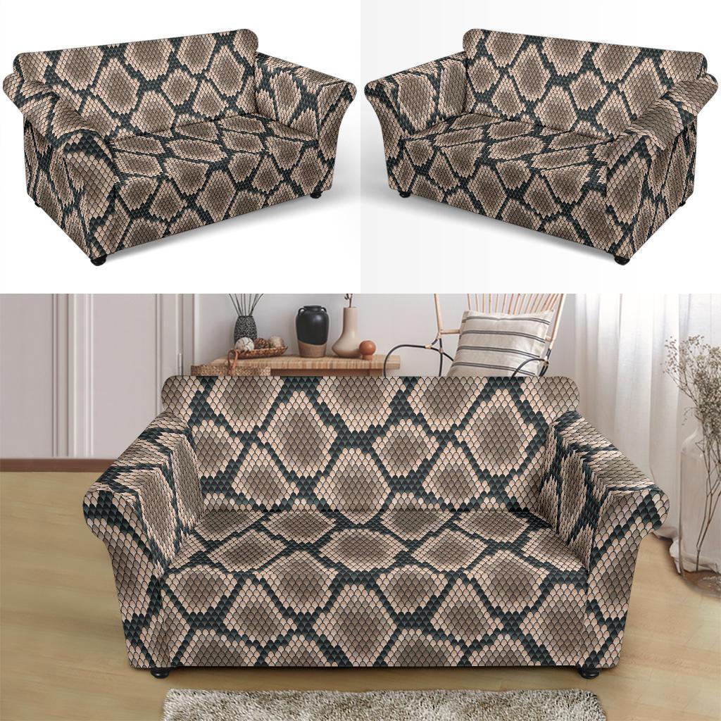 Snake Skin Design Print Loveseat Slipcover-JTAMIGO.COM