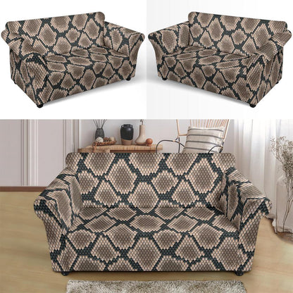 Snake Skin Design Print Loveseat Slipcover-JTAMIGO.COM