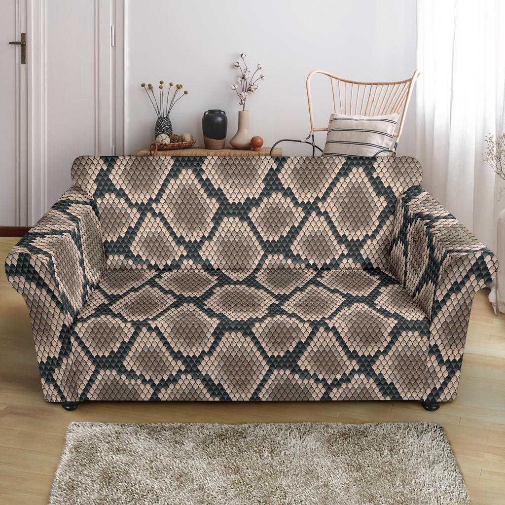 Snake Skin Design Print Loveseat Slipcover-JTAMIGO.COM