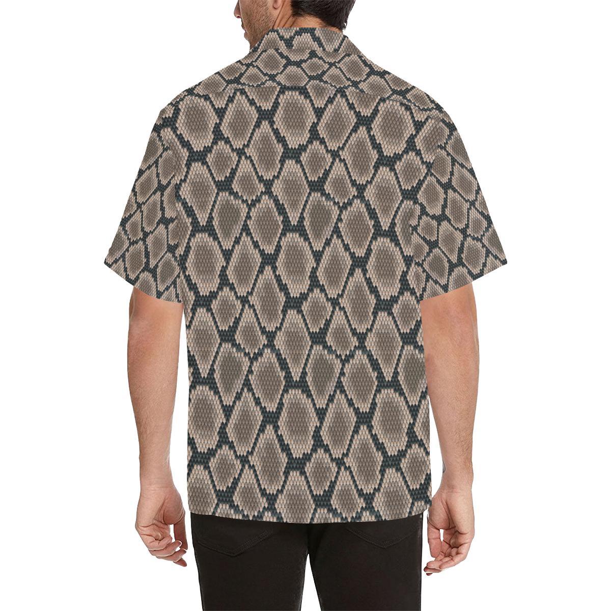 Snake Skin Design Print Men Aloha Hawaiian Shirt