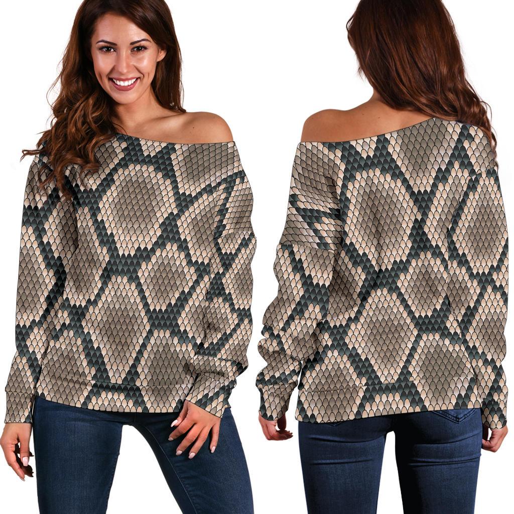 Snake Skin Design Print Off Shoulder Sweatshirt