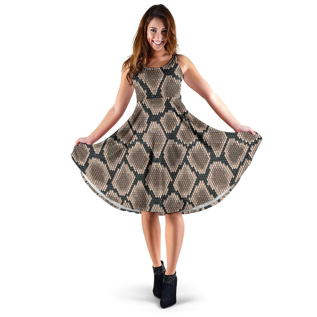 Snake Skin Design Print Sleeveless Dress