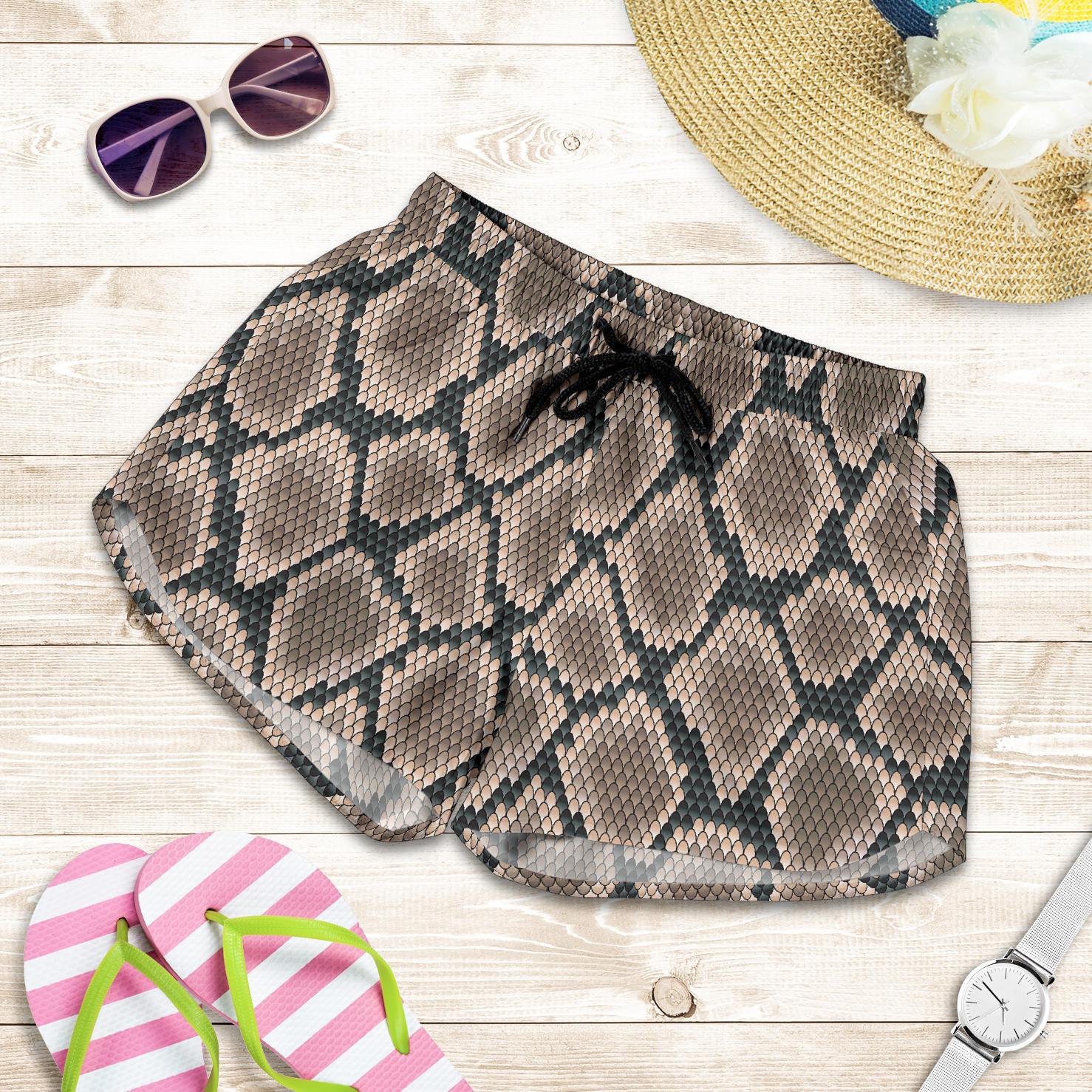Snake Skin Design Print Women Shorts-JTAMIGO.COM
