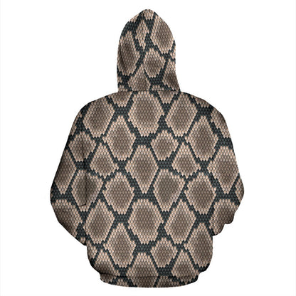 Snake Skin Design Print Zip Up Hoodie