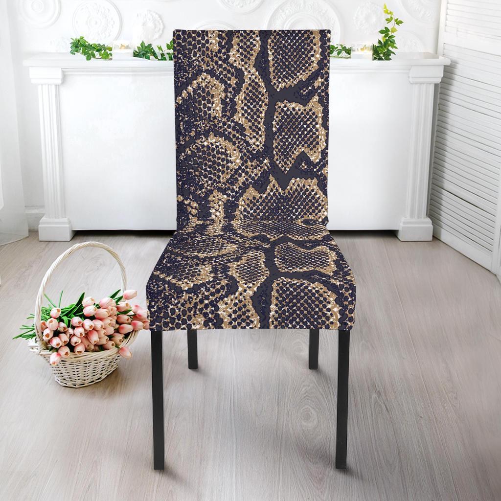 Snake Skin Pattern Print Dining Chair Slipcover-JTAMIGO.COM