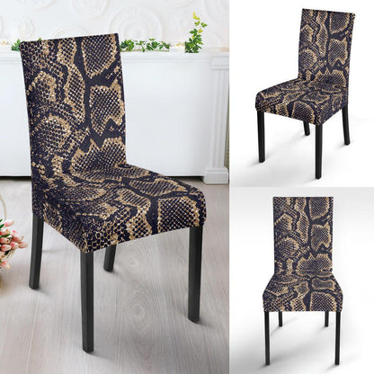 Snake Skin Pattern Print Dining Chair Slipcover-JTAMIGO.COM