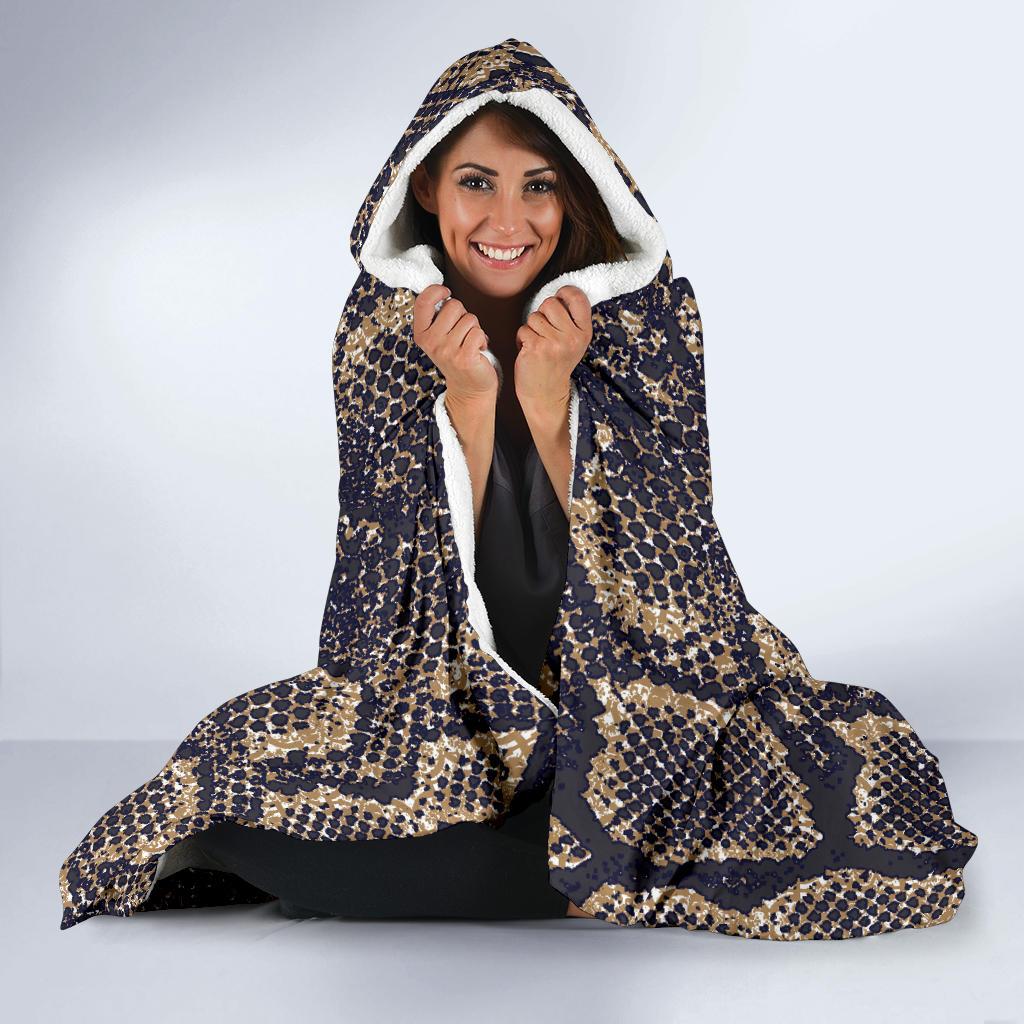Snake Skin Pattern Print Hooded Blanket-JTAMIGO.COM