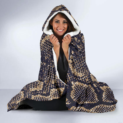 Snake Skin Pattern Print Hooded Blanket-JTAMIGO.COM