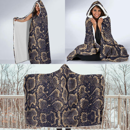 Snake Skin Pattern Print Hooded Blanket-JTAMIGO.COM