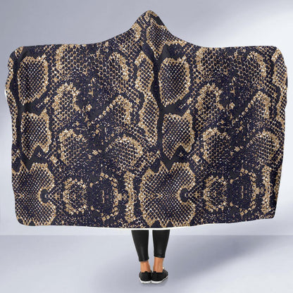 Snake Skin Pattern Print Hooded Blanket-JTAMIGO.COM