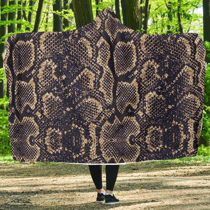 Snake Skin Pattern Print Hooded Blanket-JTAMIGO.COM