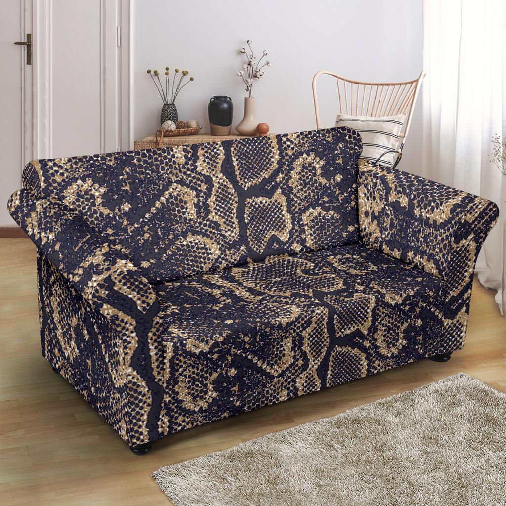 Snake Skin Pattern Print Loveseat Slipcover-JTAMIGO.COM