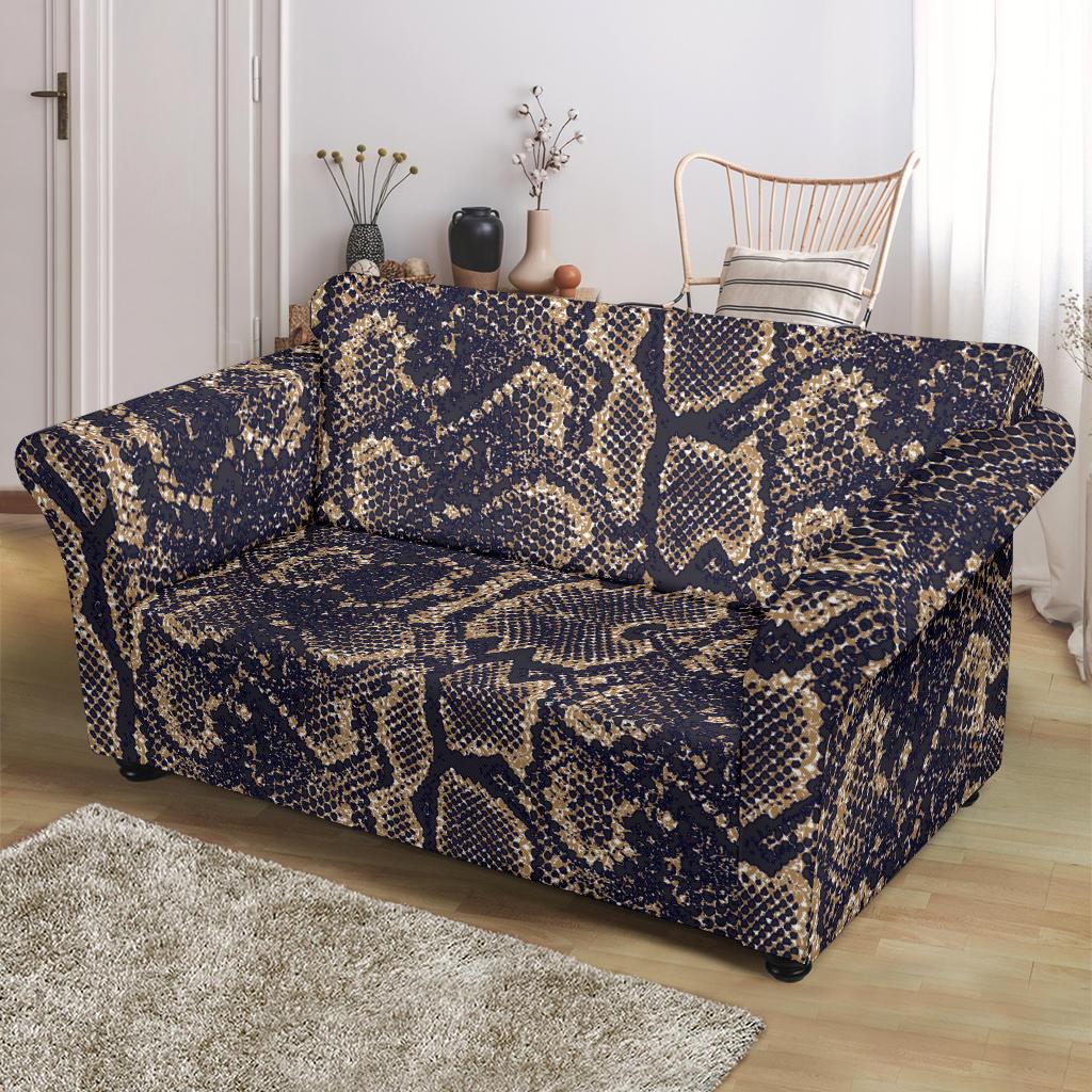 Snake Skin Pattern Print Loveseat Slipcover-JTAMIGO.COM