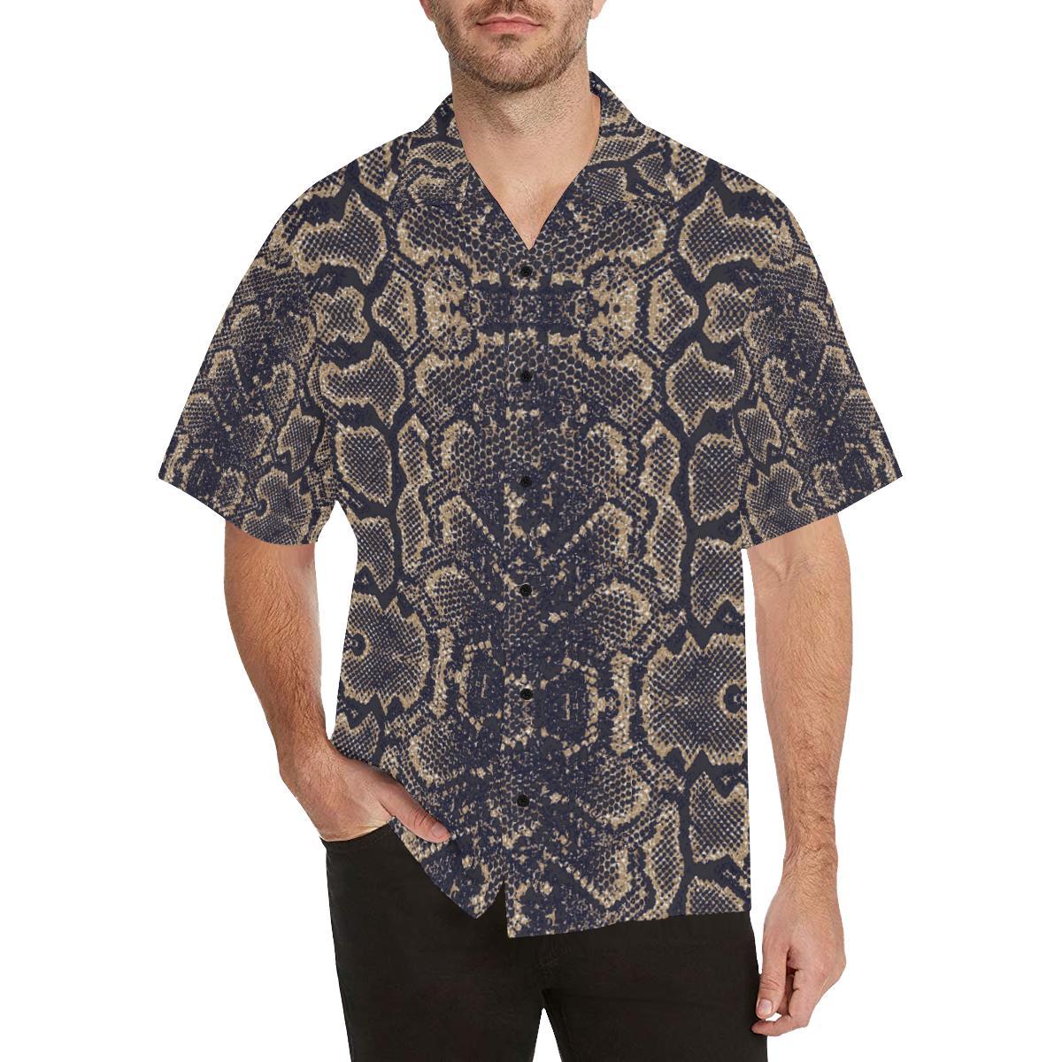 Snake Skin Pattern Print Men Aloha Hawaiian Shirt