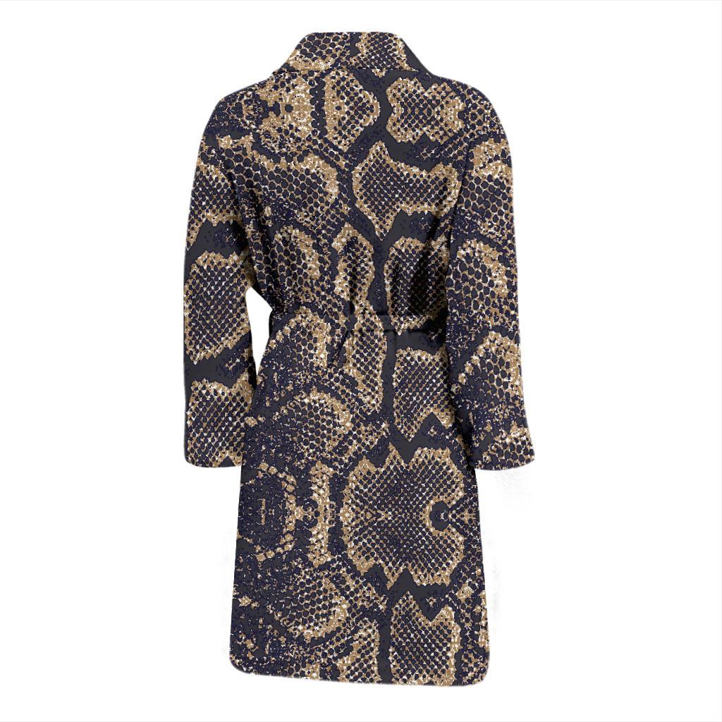 Snake Skin Pattern Print Men Bath Robe-JTAMIGO.COM