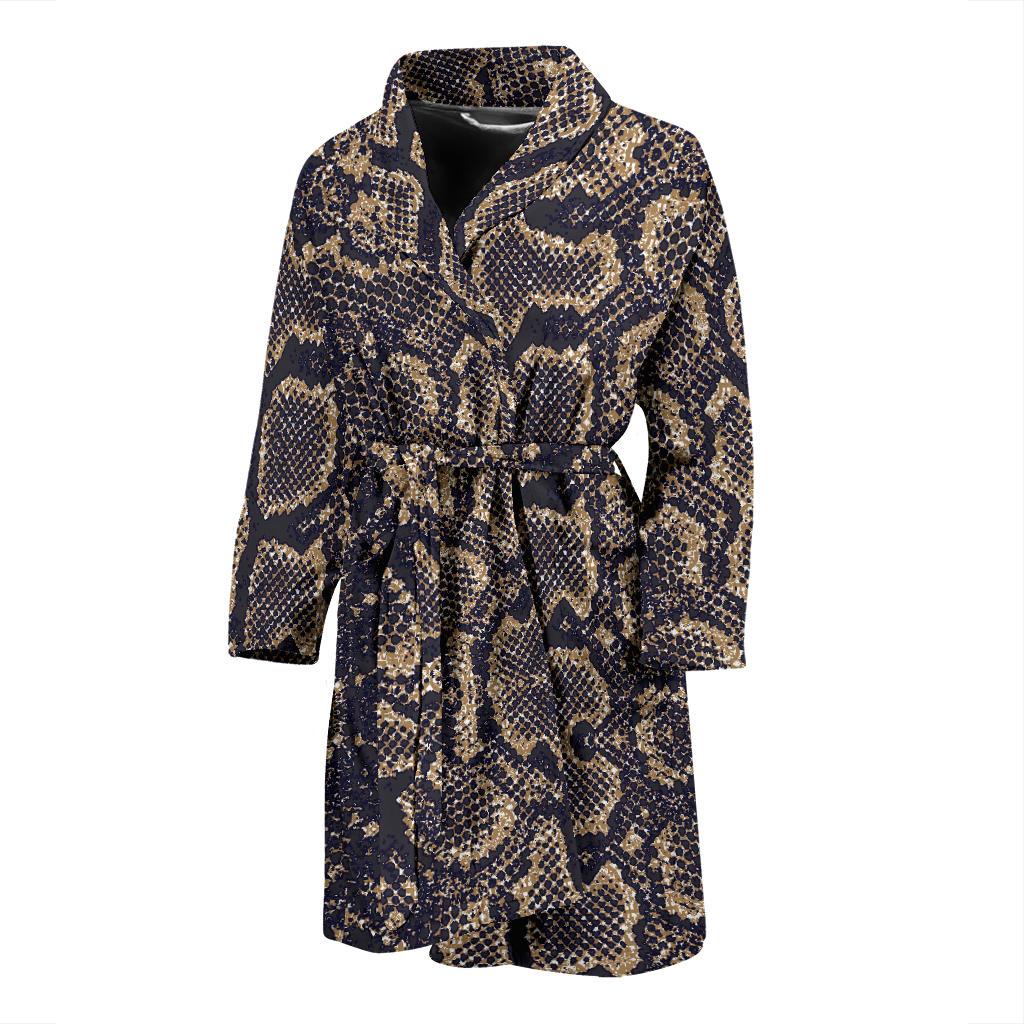 Snake Skin Pattern Print Men Bath Robe-JTAMIGO.COM
