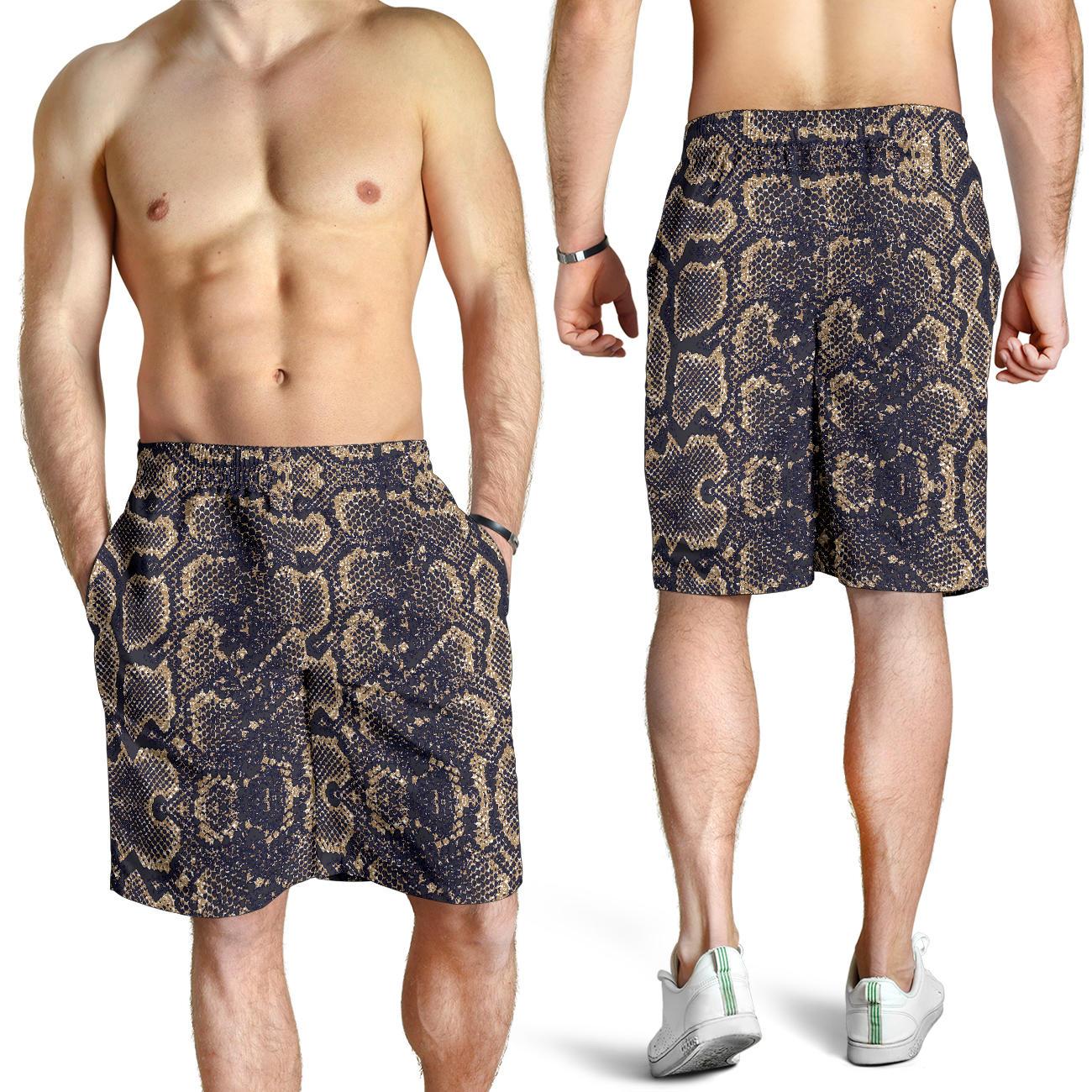 Snake Skin Pattern Print Mens Shorts-JTAMIGO.COM