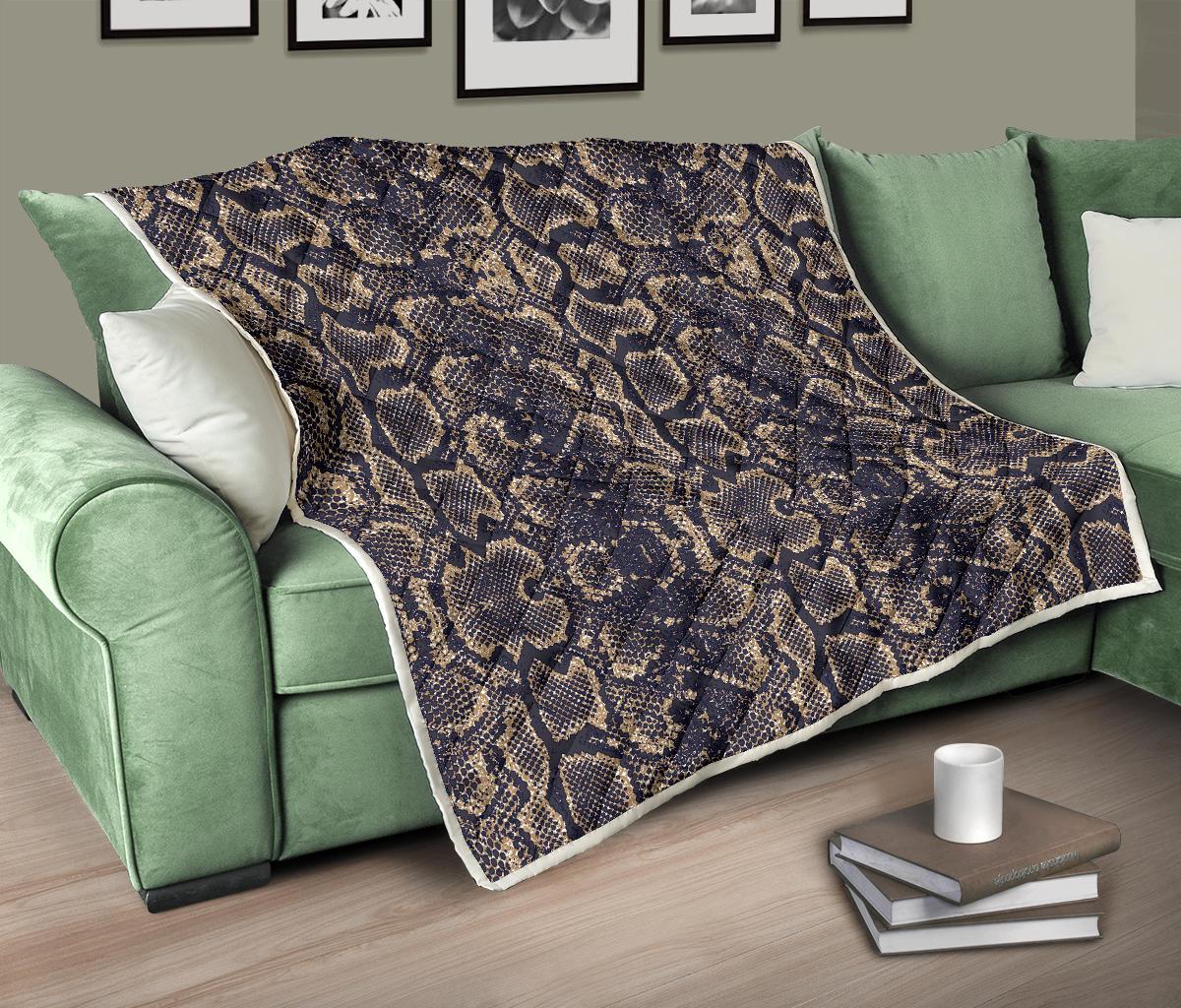 Snake Skin Pattern Print Premium Quilt-JTAMIGO.COM