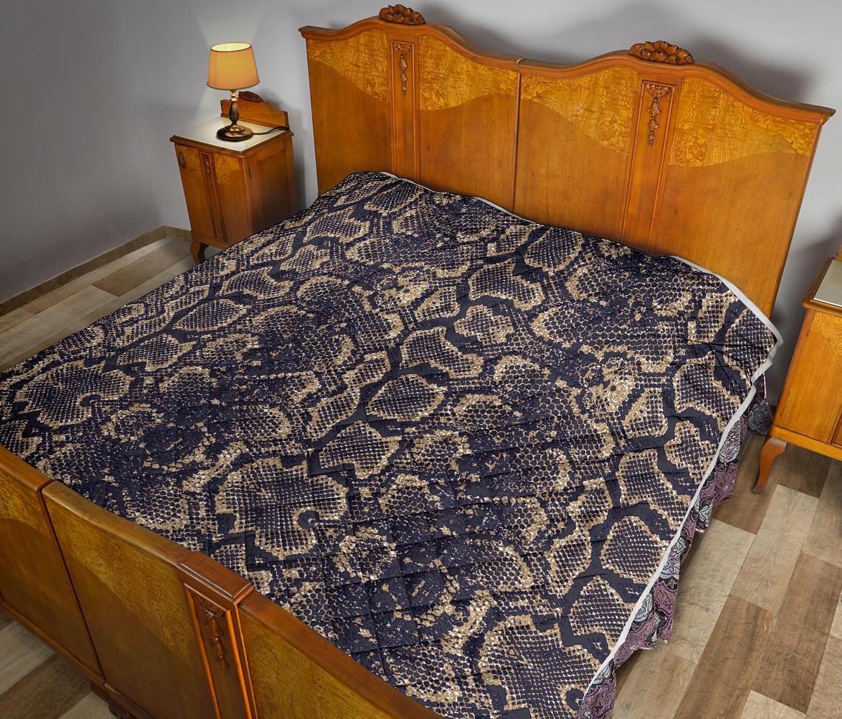 Snake Skin Pattern Print Premium Quilt-JTAMIGO.COM