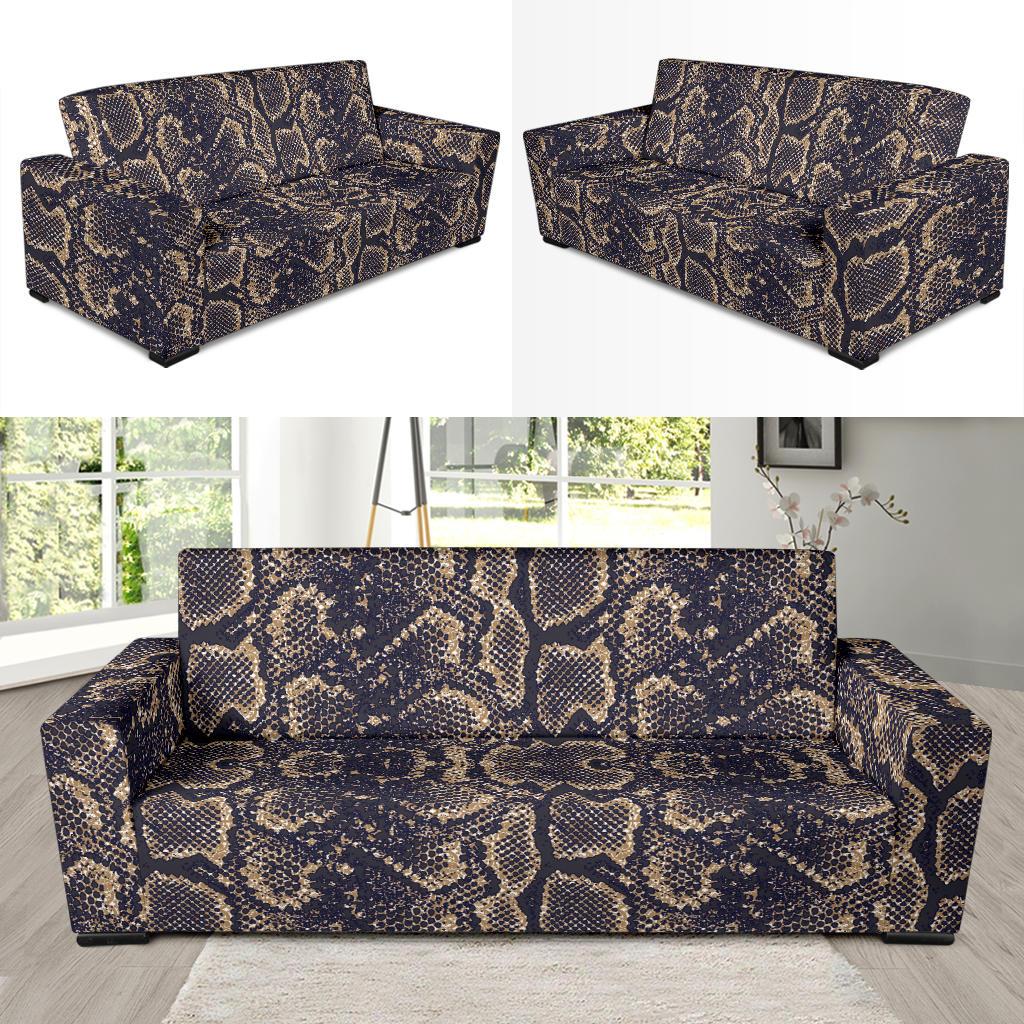 Snake Skin Pattern Print Sofa Slipcover-JTAMIGO.COM