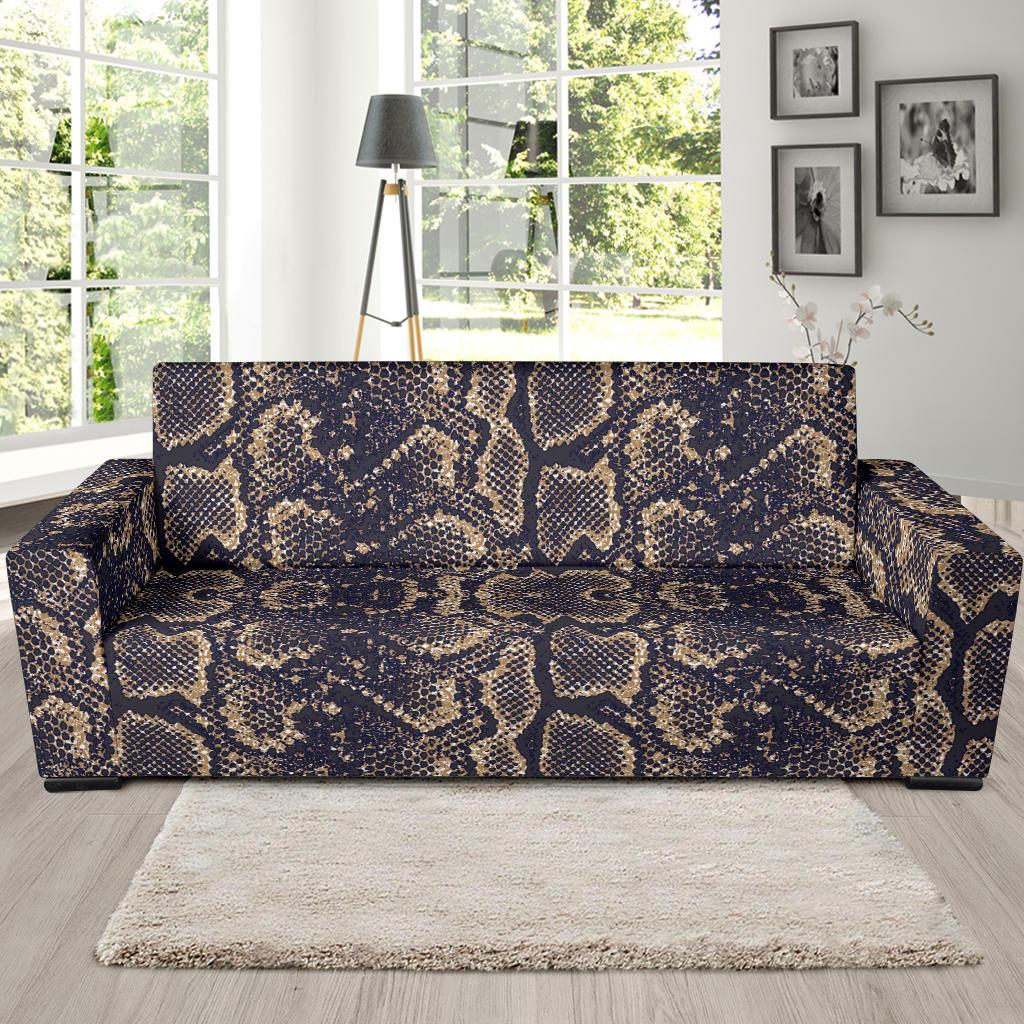 Snake Skin Pattern Print Sofa Slipcover-JTAMIGO.COM