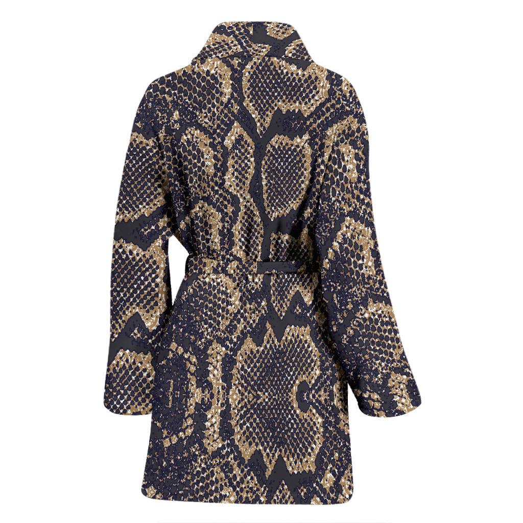 Snake Skin Pattern Print Women Bath Robe-JTAMIGO.COM