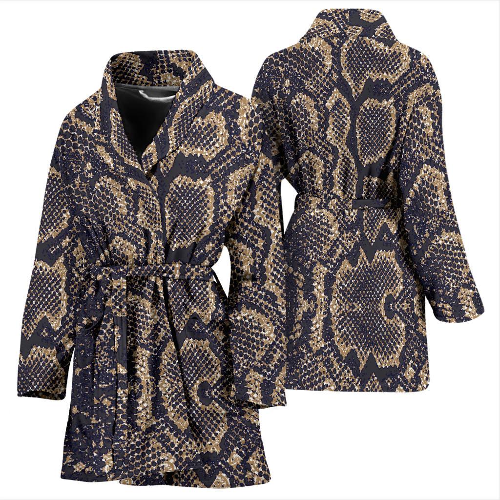 Snake Skin Pattern Print Women Bath Robe-JTAMIGO.COM