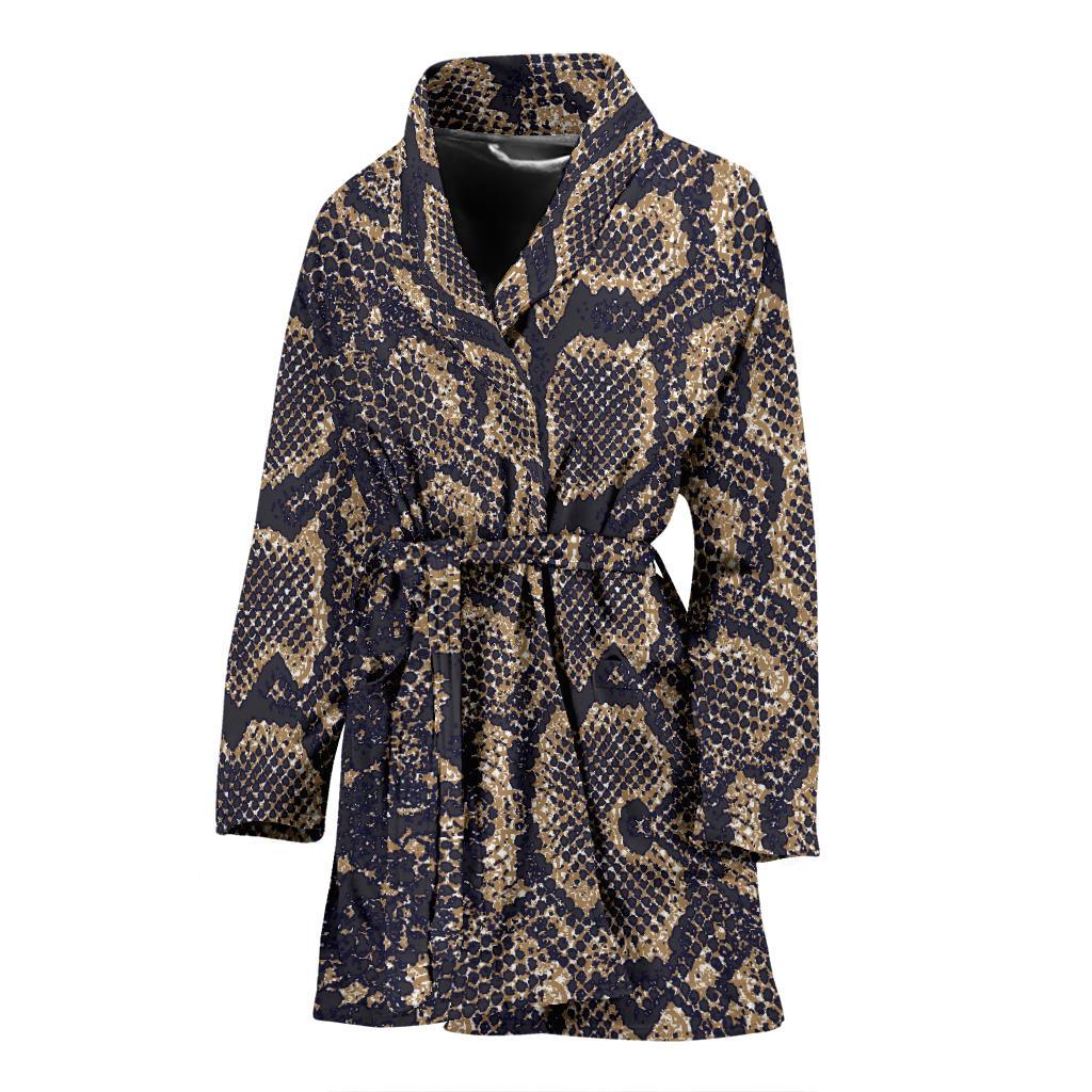 Snake Skin Pattern Print Women Bath Robe-JTAMIGO.COM