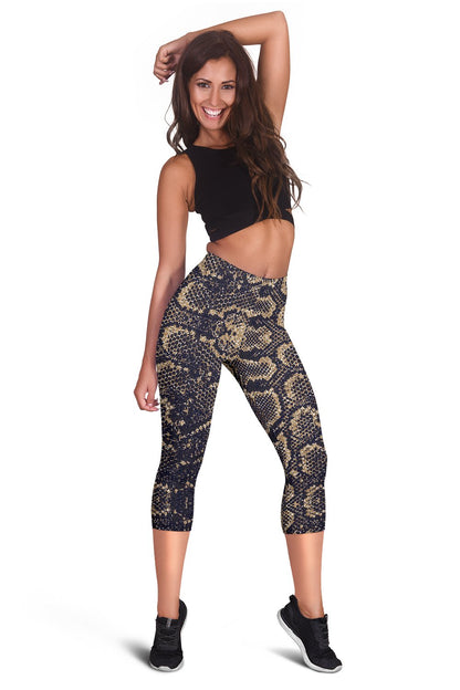 Snake Skin Pattern Print Women Capris