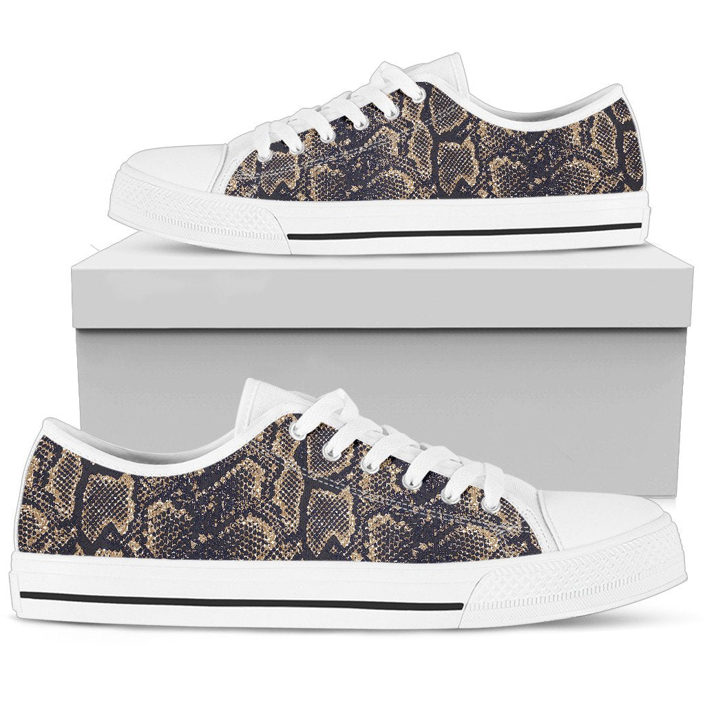 Snake Skin Pattern Print Women Low Top Shoes-JTAMIGO.COM