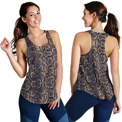 Snake Skin Pattern Print Women Racerback Tank Top