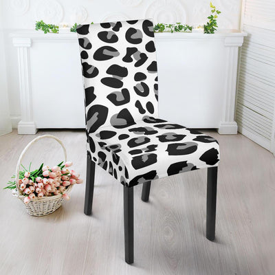 Snow Leopard Skin Print Dining Chair Slipcover-JTAMIGO.COM