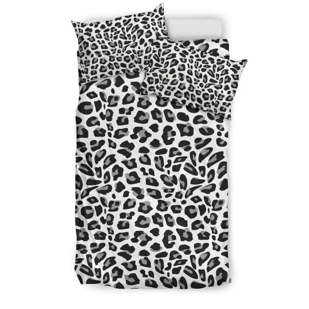 Snow Leopard Skin Print Duvet Cover Bedding Set