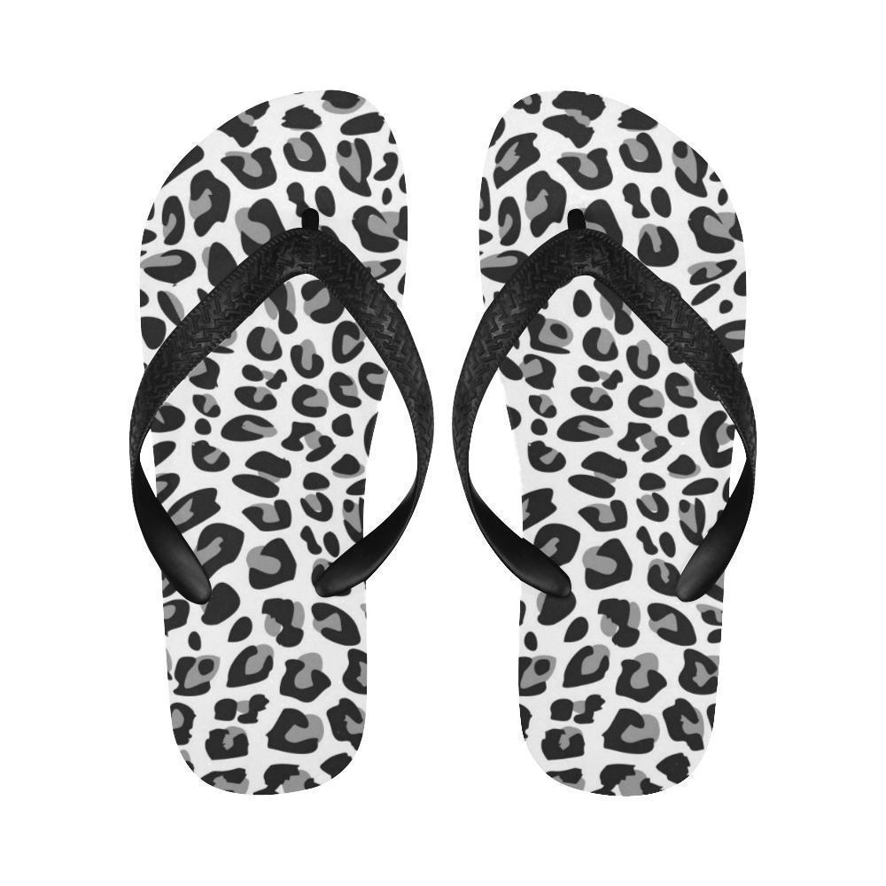 Snow Leopard Skin Print Flip Flops-JTAMIGO.COM