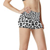 Snow Leopard Skin Print High Waisted Spandex Shorts-JTAMIGO.COM