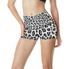 Snow Leopard Skin Print High Waisted Spandex Shorts-JTAMIGO.COM