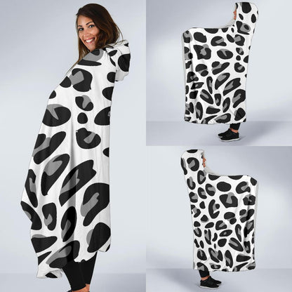 Snow Leopard Skin Print Hooded Blanket-JTAMIGO.COM