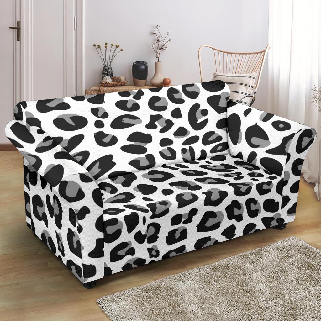 Snow Leopard Skin Print Loveseat Slipcover-JTAMIGO.COM