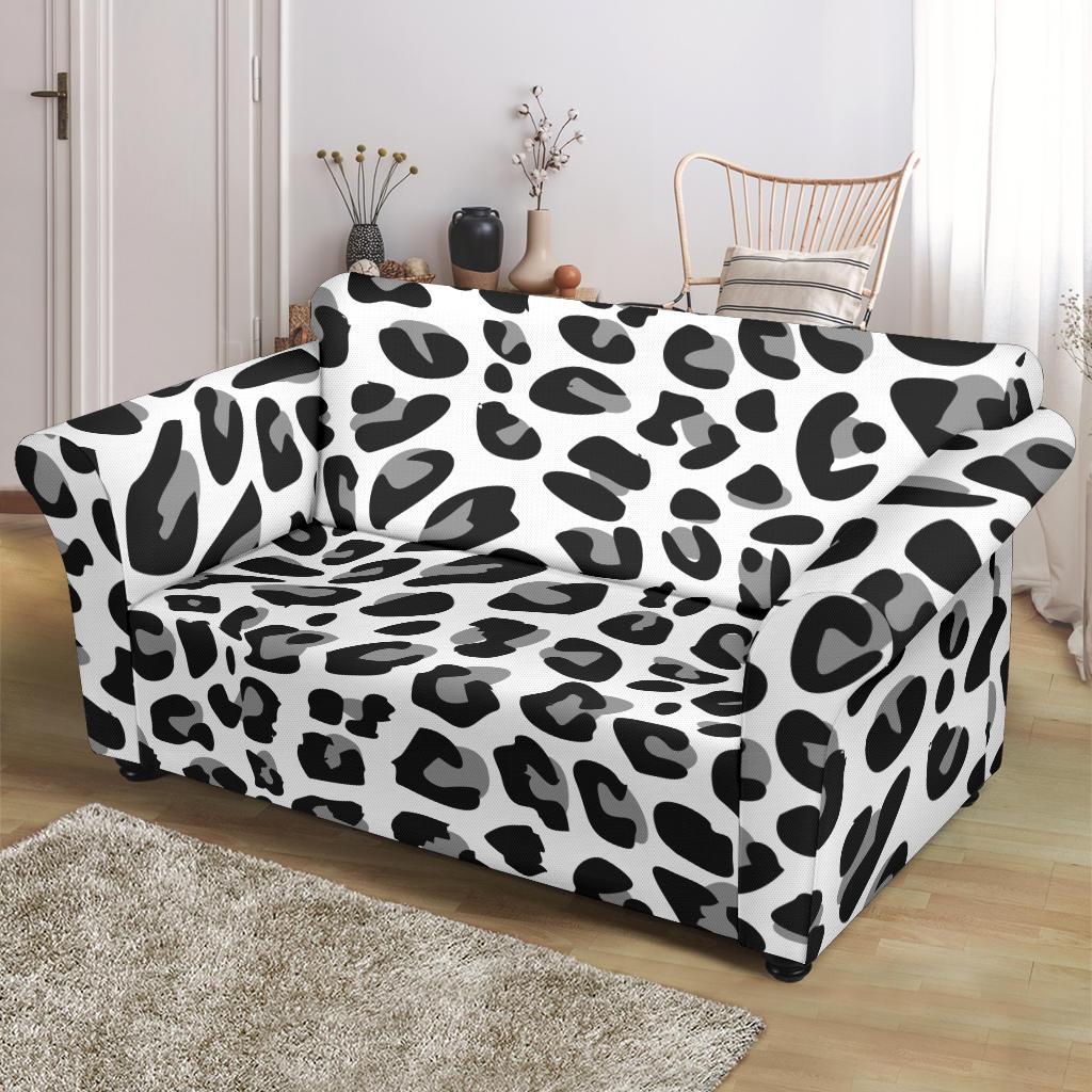 Snow Leopard Skin Print Loveseat Slipcover-JTAMIGO.COM