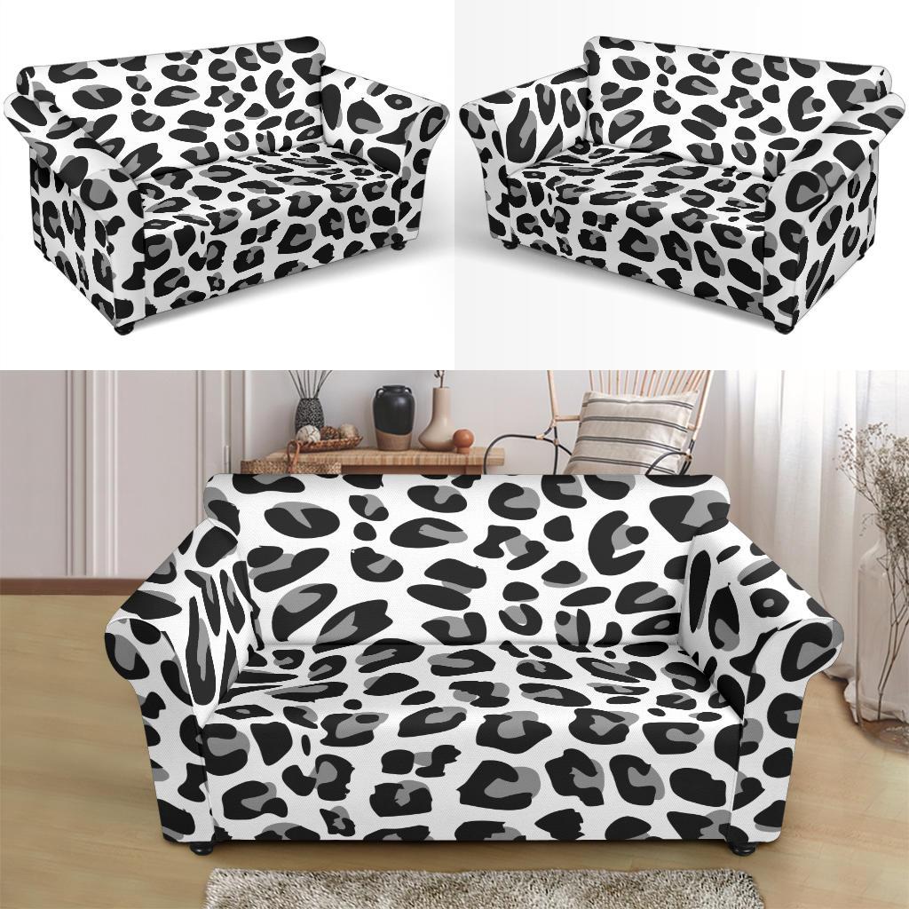 Snow Leopard Skin Print Loveseat Slipcover-JTAMIGO.COM