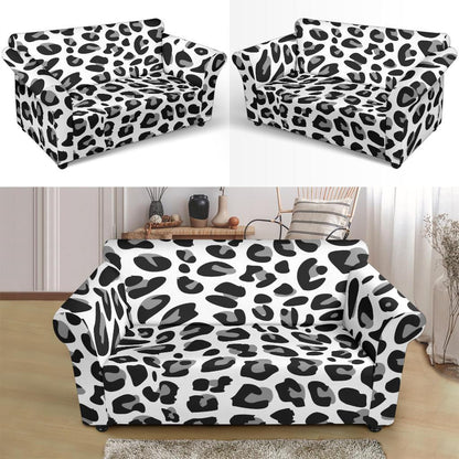 Snow Leopard Skin Print Loveseat Slipcover-JTAMIGO.COM