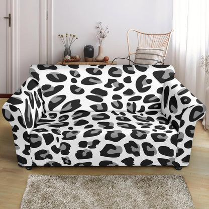 Snow Leopard Skin Print Loveseat Slipcover-JTAMIGO.COM