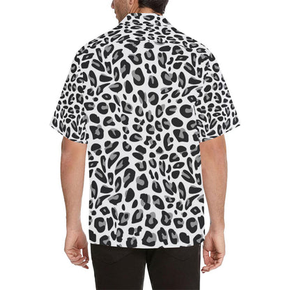 Snow Leopard Skin Print Men Aloha Hawaiian Shirt