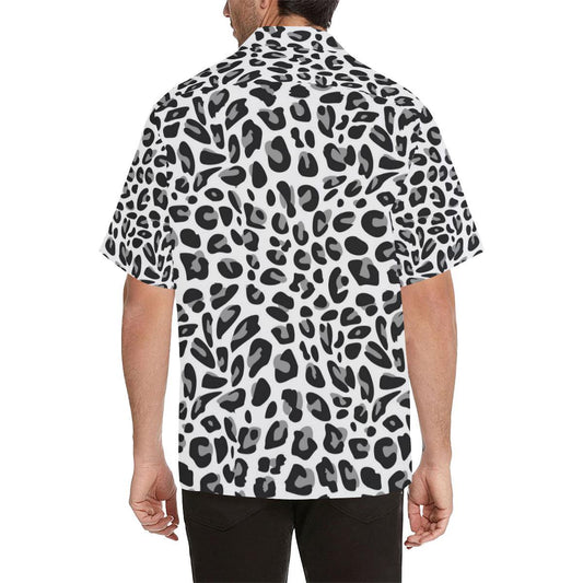 Snow Leopard Skin Print Men Aloha Hawaiian Shirt