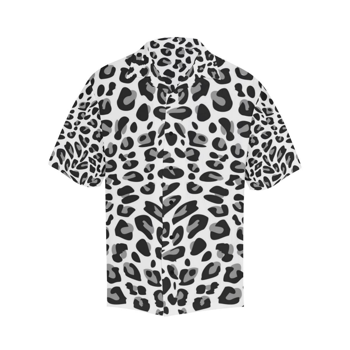 Snow Leopard Skin Print Men Aloha Hawaiian Shirt